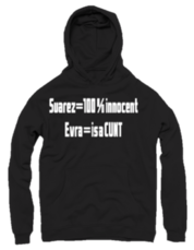 Moški pulover s kapuco Suarez = 100% inocent, Evra = cunt
